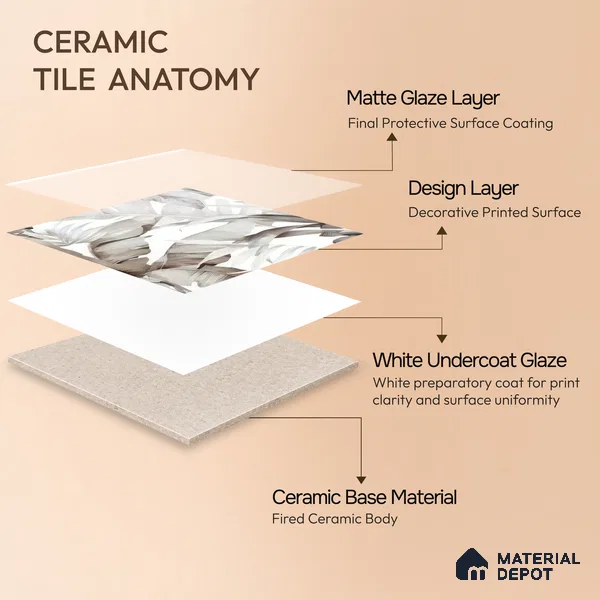 Moroccan Floor & Wall Tile TL 07324 D Ash Flora 1 ft x 1 ft Ceramic Matte Finish - 9 mm | Suitable For Kitchen, Bathroom, Dining Area | Please Expect a Slight Variation of Pattern