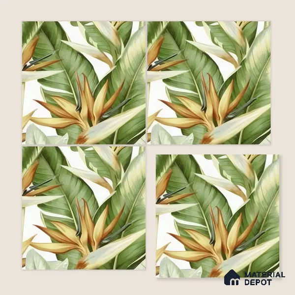 Moroccan Floor & Wall Tile TL 07325 Paradise Leaf 1 ft x 1 ft Ceramic Matte Finish - 9 mm | Suitable For Kitchen, Bathroom, Dining Area | Please Expect a Slight Variation of Pattern