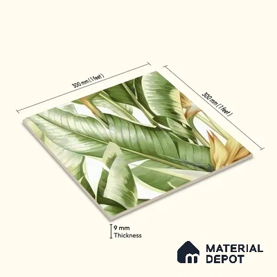 Moroccan Floor & Wall Tile TL 07325 B Verde Tropic 1 ft x 1 ft Ceramic Matte Finish - 9 mm | Suitable For Kitchen, Bathroom, Dining Area | Please Expect a Slight Variation of Pattern