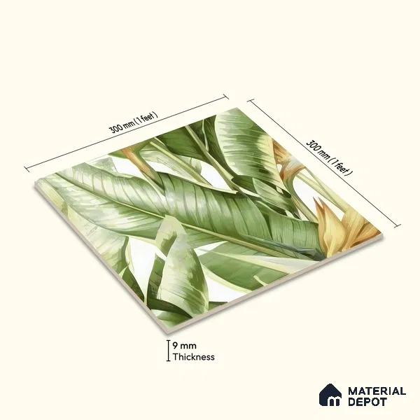 Moroccan Floor & Wall Tile TL 07325 B Verde Tropic 1 ft x 1 ft Ceramic Matte Finish - 9 mm | Suitable For Kitchen, Bathroom, Dining Area | Please Expect a Slight Variation of Pattern