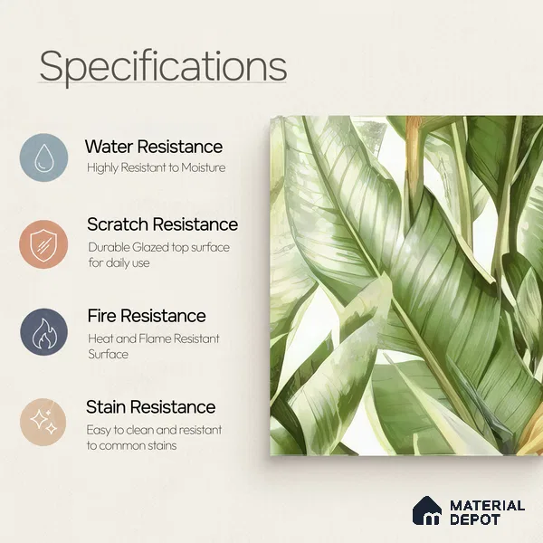 Moroccan Floor & Wall Tile TL 07325 B Verde Tropic 1 ft x 1 ft Ceramic Matte Finish - 9 mm | Suitable For Kitchen, Bathroom, Dining Area | Please Expect a Slight Variation of Pattern