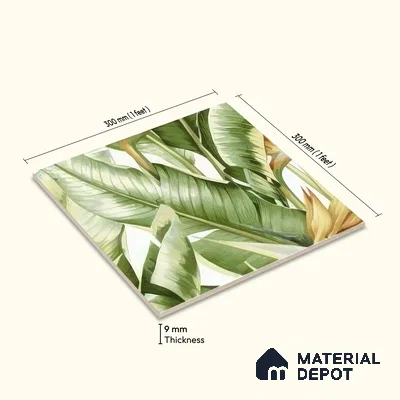 Moroccan Floor & Wall Tile TL 07325 C Jungle Flair 1 ft x 1 ft Ceramic Matte Finish - 9 mm | Suitable For Kitchen, Bathroom, Dining Area | Please Expect a Slight Variation of Pattern