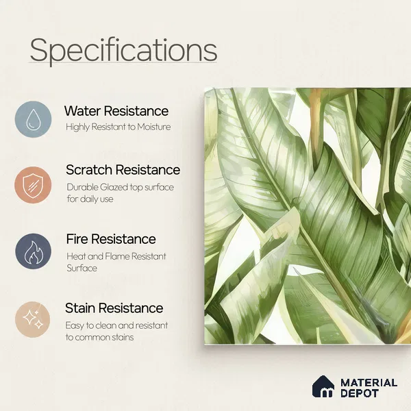 Moroccan Floor & Wall Tile TL 07325 C Jungle Flair 1 ft x 1 ft Ceramic Matte Finish - 9 mm | Suitable For Kitchen, Bathroom, Dining Area | Please Expect a Slight Variation of Pattern
