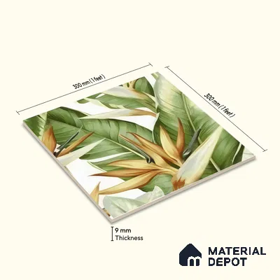 Moroccan Floor & Wall Tile TL 07325 D Lush Haven 1 ft x 1 ft Ceramic Matte Finish - 9 mm | Suitable For Kitchen, Bathroom, Dining Area | Please Expect a Slight Variation of Pattern