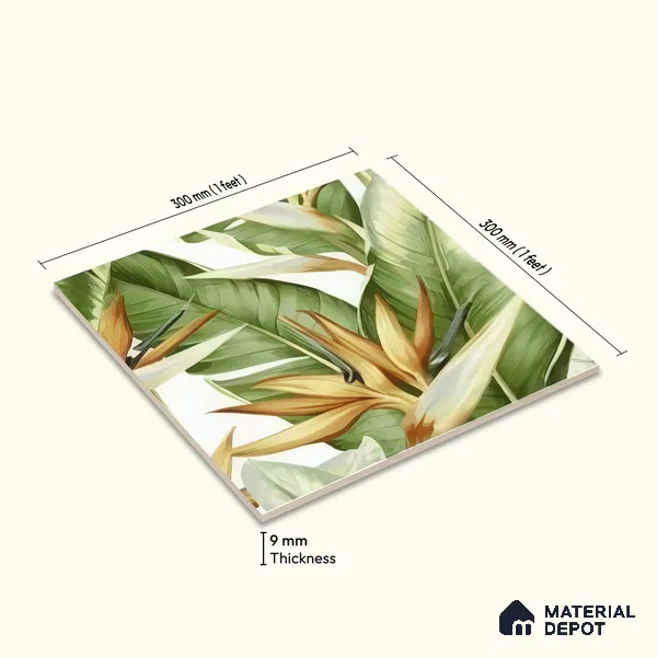 Moroccan Floor & Wall Tile TL 07325 D Lush Haven 1 ft x 1 ft Ceramic Matte Finish - 9 mm | Suitable For Kitchen, Bathroom, Dining Area | Please Expect a Slight Variation of Pattern