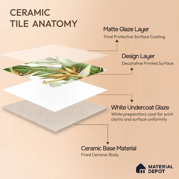 Moroccan Floor & Wall Tile TL 07325 D Lush Haven 1 ft x 1 ft Ceramic Matte Finish - 9 mm | Suitable For Kitchen, Bathroom, Dining Area | Please Expect a Slight Variation of Pattern