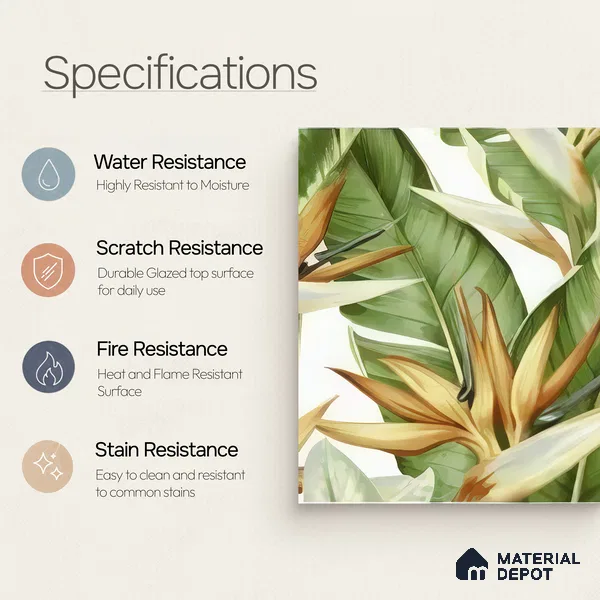Moroccan Floor & Wall Tile TL 07325 D Lush Haven 1 ft x 1 ft Ceramic Matte Finish - 9 mm | Suitable For Kitchen, Bathroom, Dining Area | Please Expect a Slight Variation of Pattern