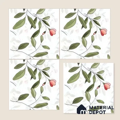 Moroccan Floor & Wall Tile TL 07326 B Spring Stem 1 ft x 1 ft Ceramic Matte Finish - 9 mm | Suitable For Kitchen, Bathroom, Dining Area | Please Expect a Slight Variation of Pattern