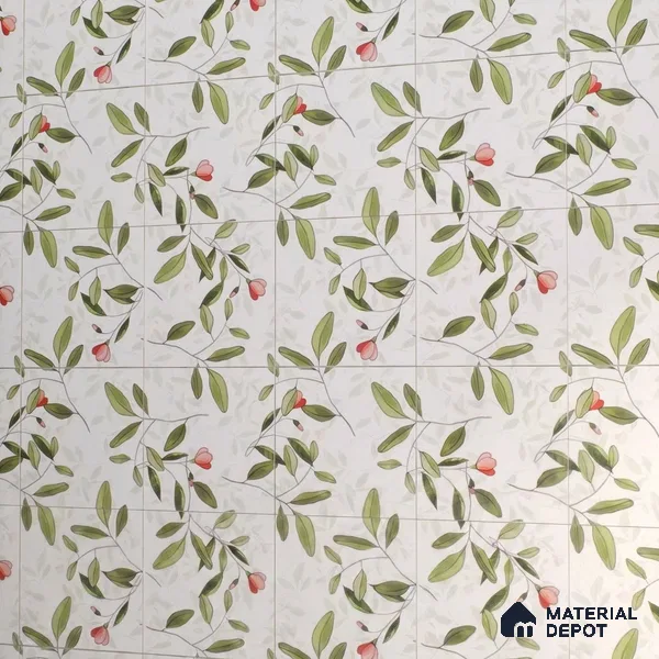 Moroccan Floor & Wall Tile TL 07326 B Spring Stem 1 ft x 1 ft Ceramic Matte Finish - 9 mm | Suitable For Kitchen, Bathroom, Dining Area | Please Expect a Slight Variation of Pattern