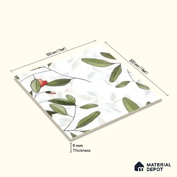 Moroccan Floor & Wall Tile TL 07326 C Petal Trail 1 ft x 1 ft Ceramic Matte Finish - 9 mm | Suitable For Kitchen, Bathroom, Dining Area | Please Expect a Slight Variation of Pattern