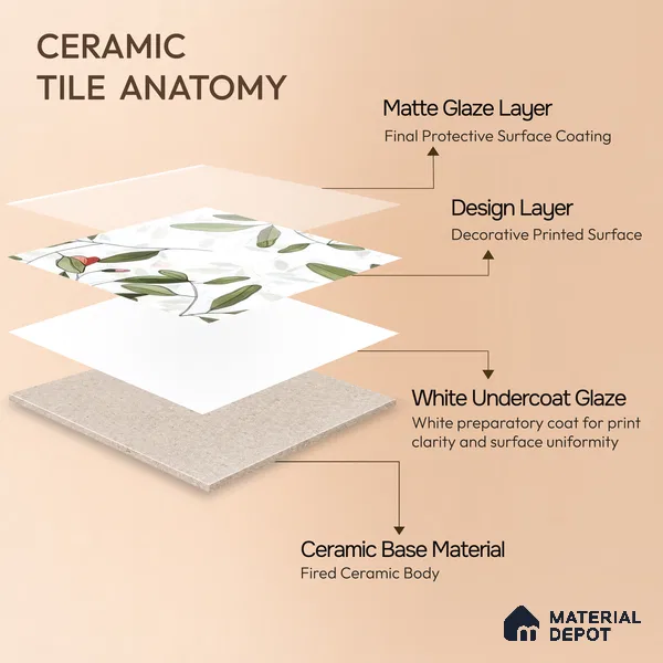 Moroccan Floor & Wall Tile TL 07326 C Petal Trail 1 ft x 1 ft Ceramic Matte Finish - 9 mm | Suitable For Kitchen, Bathroom, Dining Area | Please Expect a Slight Variation of Pattern