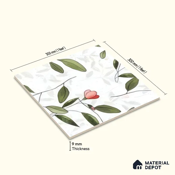 Moroccan Floor & Wall Tile TL 07326 D Soft Twig 1 ft x 1 ft Ceramic Matte Finish - 9 mm | Suitable For Kitchen, Bathroom, Dining Area | Please Expect a Slight Variation of Pattern
