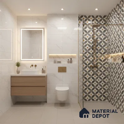 Glass Highligter Wall Tile TL 07329 Circle Luxe 2 ft x 1 ft Glossy Finish Ceramic Tile - 9 mm | Suitable For Bathroom, Kitchen Backsplashes