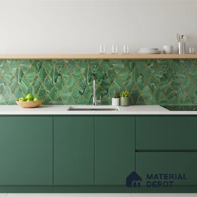 Glass Highligter Wall Tile TL 07330 Jade Trellis 2 ft x 1 ft Glossy Finish Ceramic Tile - 9 mm | Suitable For Bathroom, Kitchen Backsplashes