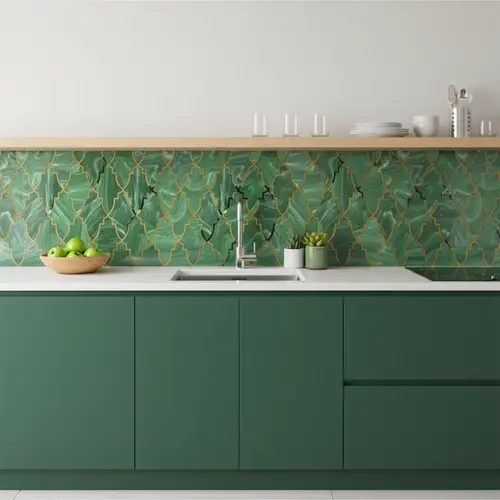 Glass Highligter Wall Tile TL 07330 Jade Trellis 2 ft x 1 ft Glossy Finish Ceramic Tile - 9 mm | Suitable For Bathroom, Kitchen Backsplashes