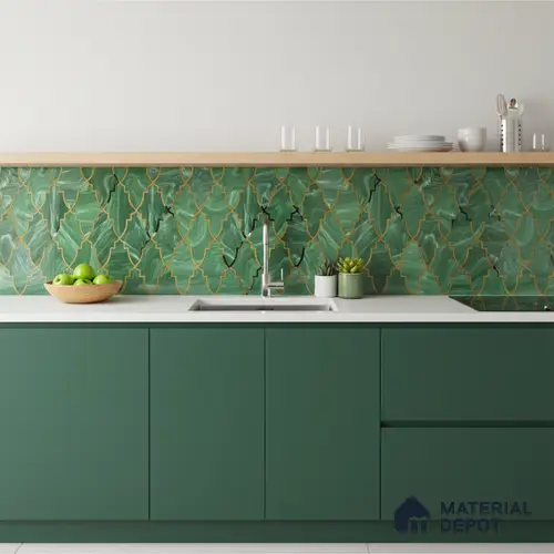 Glass Highligter Wall Tile TL 07330 Jade Trellis 2 ft x 1 ft Glossy Finish Ceramic Tile - 9 mm | Suitable For Bathroom, Kitchen Backsplashes