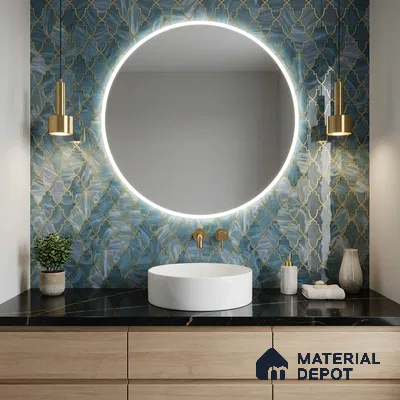 Glass Highligter Wall Tile TL 07331 Sapphire Trellis 2 ft x 1 ft Glossy Finish Ceramic Tile - 9 mm | Suitable For Bathroom, Kitchen Backsplashes