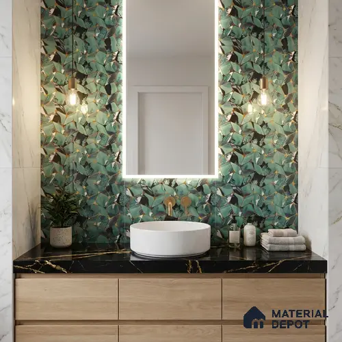 Glass Highligter Wall Tile TL 07333 Aqua Drift 2 ft x 1 ft Glossy Finish Ceramic Tile - 9 mm | Suitable For Bathroom, Kitchen Backsplashes