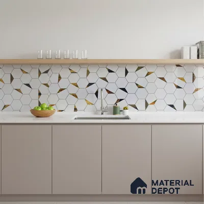 Glass Highligter Wall Tile TL 07334 Mirror Hive 2 ft x 1 ft Glossy Finish Ceramic Tile - 9 mm | Suitable For Bathroom, Kitchen Backsplashes
