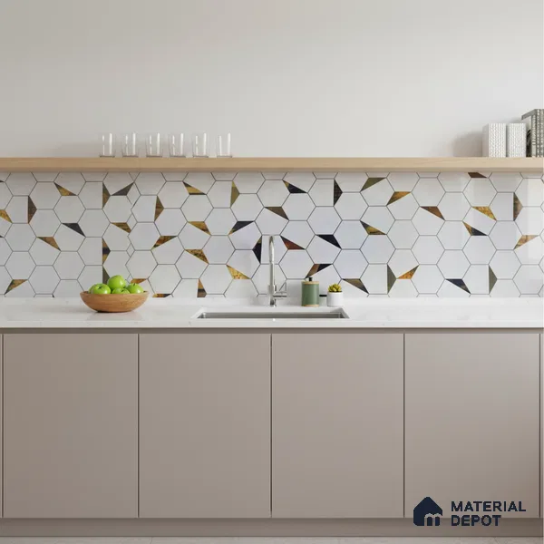 Glass Highligter Wall Tile TL 07334 Mirror Hive 2 ft x 1 ft Glossy Finish Ceramic Tile - 9 mm | Suitable For Bathroom, Kitchen Backsplashes