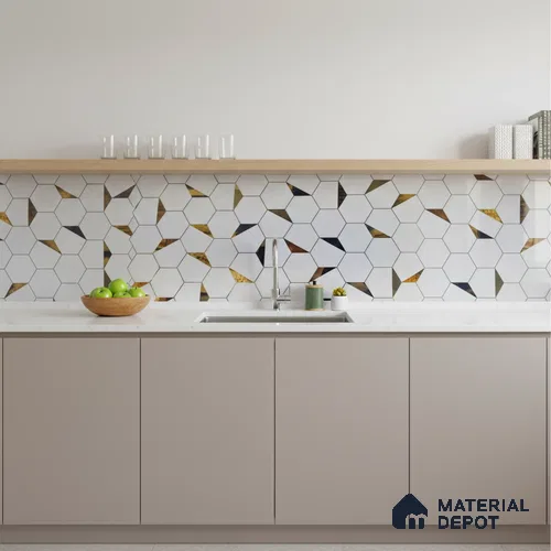 Glass Highligter Wall Tile TL 07334 Mirror Hive 2 ft x 1 ft Glossy Finish Ceramic Tile - 9 mm | Suitable For Bathroom, Kitchen Backsplashes