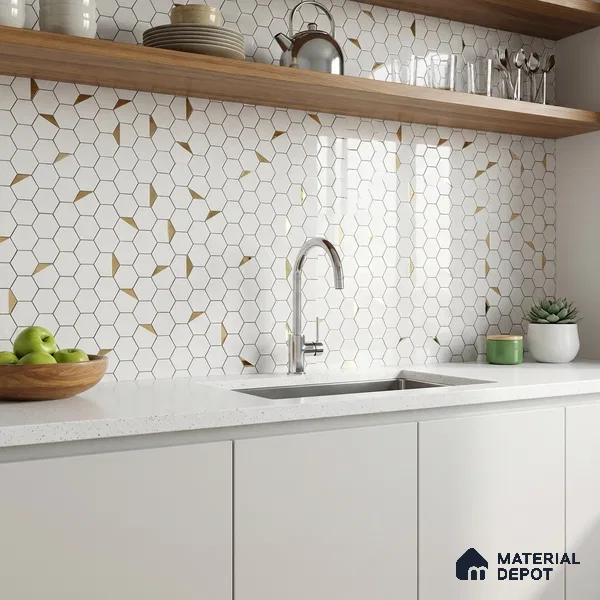 Glass Highligter Wall Tile TL 07334 Mirror Hive 2 ft x 1 ft Glossy Finish Ceramic Tile - 9 mm | Suitable For Bathroom, Kitchen Backsplashes