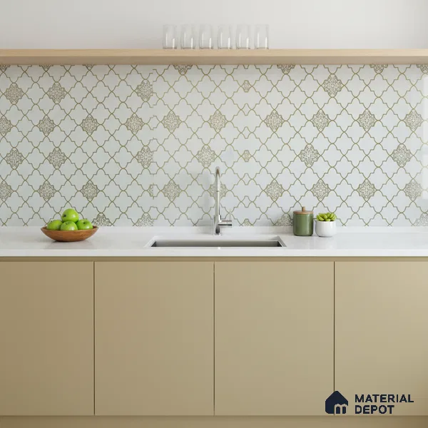 Glass Highligter Wall Tile TL 07335 Noor Lattice 2 ft x 1 ft Glossy Finish Ceramic Tile - 9 mm | Suitable For Bathroom, Kitchen Backsplashes