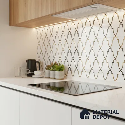Glass Highlighter Wall Tile TL 07336 Golden Trellis 2 ft x 1 ft Glossy Finish Ceramic Tile - 9 mm | Suitable For Kitchen, Bathroom & Accent/Feature Wall