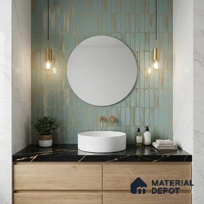 Glass 3D Highlighter Wall Tile TL 07344 Mint Capsule 2 ft x 1 ft Glossy Finish Ceramic Tile - 9 mm | Suitable For Kitchen, Bathroom & Accent/Feature Wall