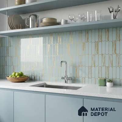 Glass 3D Highlighter Wall Tile TL 07344 Mint Capsule 2 ft x 1 ft Glossy Finish Ceramic Tile - 9 mm | Suitable For Kitchen, Bathroom & Accent/Feature Wall