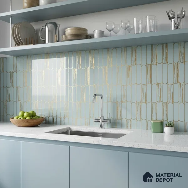 Glass 3D Highlighter Wall Tile TL 07344 Mint Capsule 2 ft x 1 ft Glossy Finish Ceramic Tile - 9 mm | Suitable For Kitchen, Bathroom & Accent/Feature Wall