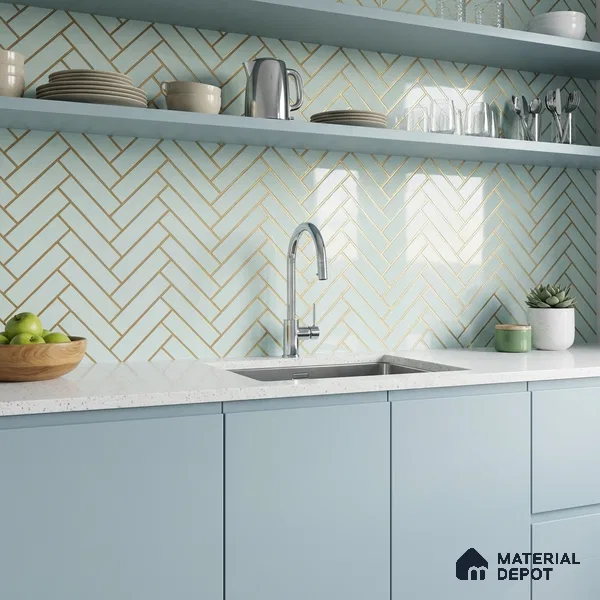 Glass Highlighter Wall Tile TL 07348 Mint Herring 2 ft x 1 ft Glossy Finish Ceramic Tile - 9 mm | Suitable For Bathroom, Kitchen Backsplashes