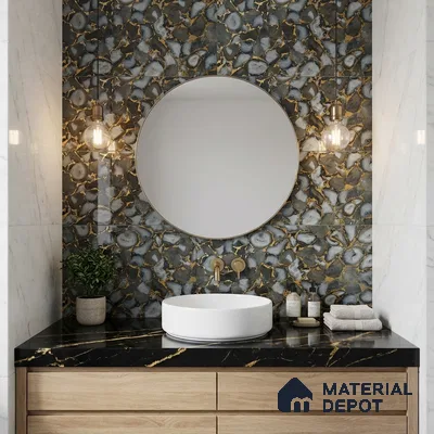 Glass Highlighter Wall Tile TL 07351 Smoky Agate 2 ft x 1 ft Glossy Finish Ceramic Tile - 9 mm | Suitable For Kitchen, Bathroom & Accent/Feature Wall