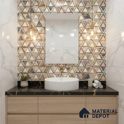 Glass Highlighter Wall Tile TL 07352 Peach Prism 2 ft x 1 ft Glossy Finish Ceramic Tile - 9 mm | Suitable For Kitchen, Bathroom & Accent/Feature Wall