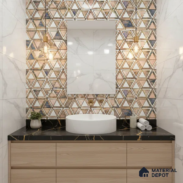Glass Highlighter Wall Tile TL 07352 Peach Prism 2 ft x 1 ft Glossy Finish Ceramic Tile - 9 mm | Suitable For Kitchen, Bathroom & Accent/Feature Wall