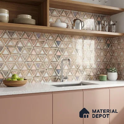Glass Highlighter Wall Tile TL 07352 Peach Prism 2 ft x 1 ft Glossy Finish Ceramic Tile - 9 mm | Suitable For Kitchen, Bathroom & Accent/Feature Wall