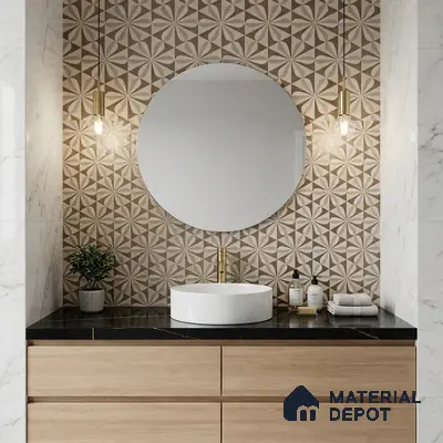 Glass Highligter Wall Tile TL 07354 Sand Pinwheel 2 ft x 1 ft Matte Finish Ceramic Tile - 9 mm | Suitable For Bathroom, Kitchen Backsplashes