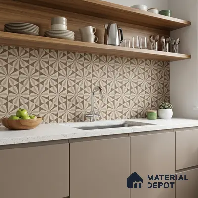 Glass Highligter Wall Tile TL 07354 Sand Pinwheel 2 ft x 1 ft Matte Finish Ceramic Tile - 9 mm | Suitable For Bathroom, Kitchen Backsplashes