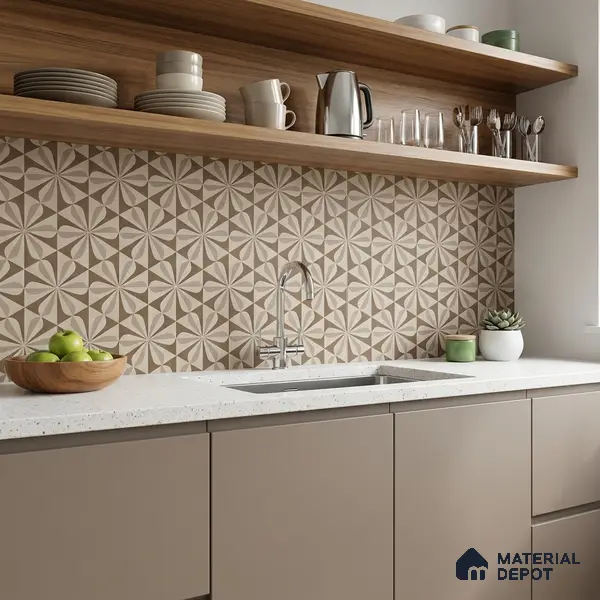 Glass Highligter Wall Tile TL 07354 Sand Pinwheel 2 ft x 1 ft Matte Finish Ceramic Tile - 9 mm | Suitable For Bathroom, Kitchen Backsplashes