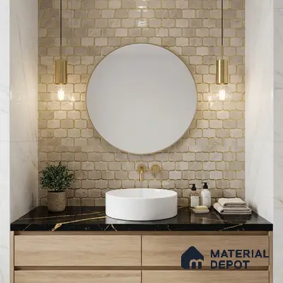 Glass Highligter Wall Tile TL 07359 Golden Craze 2 ft x 1 ft Glossy Finish Ceramic Tile - 9 mm | Suitable For Bathroom, Kitchen Backsplashes
