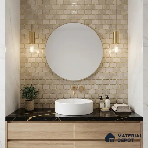 Glass Highligter Wall Tile TL 07359 Golden Craze 2 ft x 1 ft Glossy Finish Ceramic Tile - 9 mm | Suitable For Bathroom, Kitchen Backsplashes