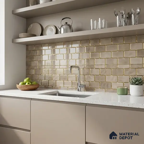 Glass Highligter Wall Tile TL 07359 Golden Craze 2 ft x 1 ft Glossy Finish Ceramic Tile - 9 mm | Suitable For Bathroom, Kitchen Backsplashes
