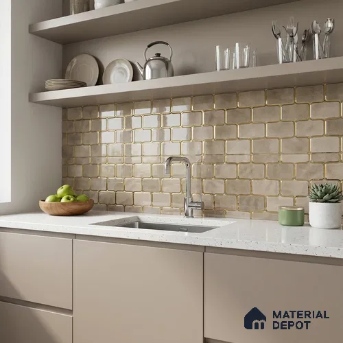 Glass Highligter Wall Tile TL 07359 Golden Craze 2 ft x 1 ft Glossy Finish Ceramic Tile - 9 mm | Suitable For Bathroom, Kitchen Backsplashes