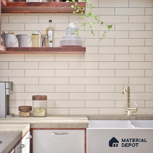 Subway Matte Finish Beige Vitrified Wall Tile | TL 07363 B 12 inch x 3 inch - 8.5 mm | Suitable For Bathroom, Kitchen Backsplash & Restaurant