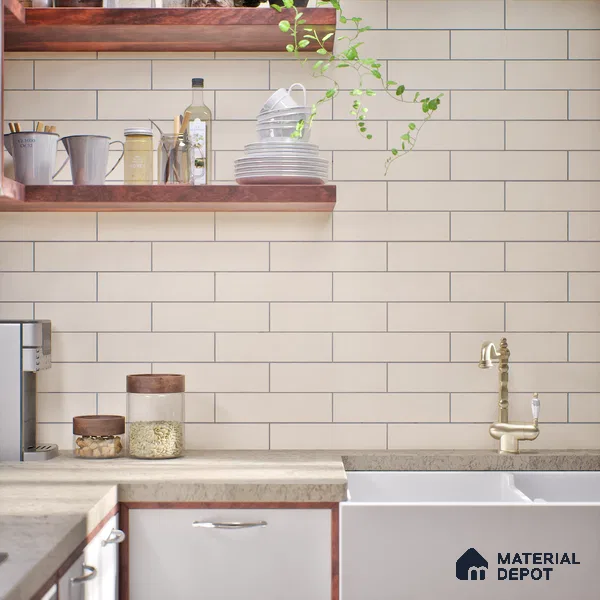 Subway Matte Finish Beige Vitrified Wall Tile | TL 07363 B 12 inch x 3 inch - 8.5 mm | Suitable For Bathroom, Kitchen Backsplash & Restaurant