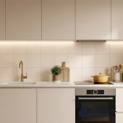 Subway Wall & Floor Tile TL 07363 Trend Ivory 200 mm x 200 mm Matte Finish Vitrified Tile - 8 mm | 4 Random Design | Suitable For living Room, Bedroom, Kitchen | Please Expect a Slight Variation of Pattern (Sample)
