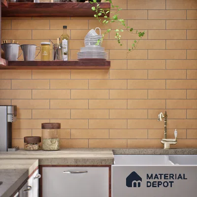 Subway Matte Finish Gold Vitrified Wall Tile | TL 07364 B 12 inch x 3 inch - 8.5 mm | Suitable For Bathroom, Kitchen Backsplash & Restaurant