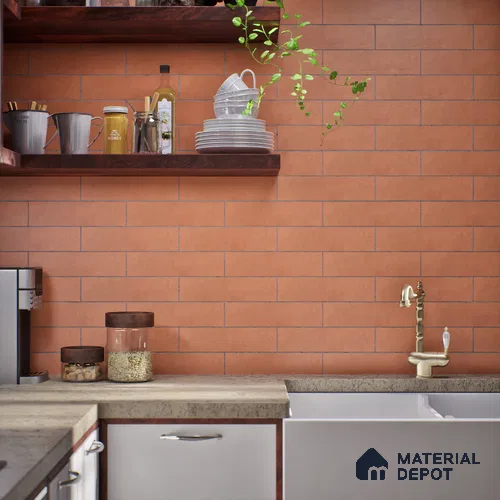 Subway Matte Finish Red Vitrified Wall Tile | TL 07365 B 12 inch x 3 inch - 8.5 mm | Suitable For Bathroom, Kitchen Backsplash & Restaurant