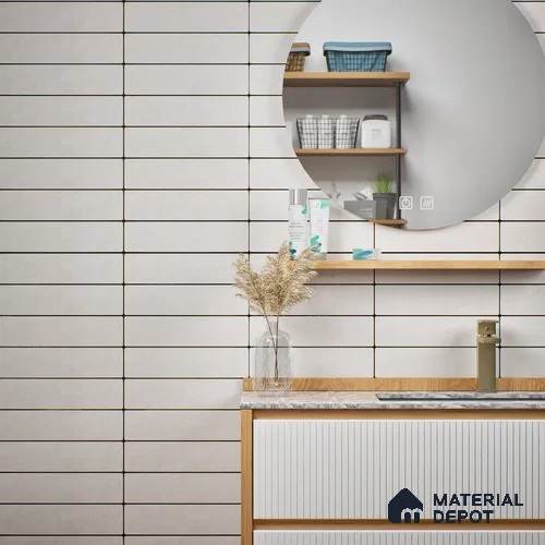 Subway Matte Finish White Vitrified Wall Tile | TL 07366 B 12 inch x 3 inch - 8.5 mm | Suitable For Bathroom, Kitchen Backsplash & Restaurant