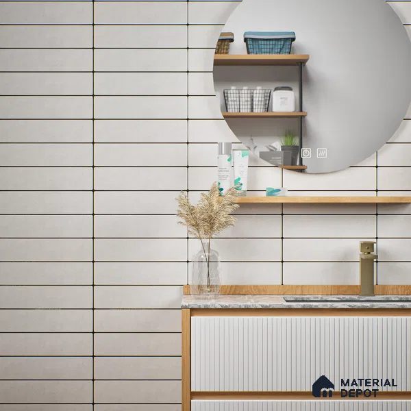Subway Matte Finish White Vitrified Wall Tile | TL 07366 B 12 inch x 3 inch - 8.5 mm | Suitable For Bathroom, Kitchen Backsplash & Restaurant